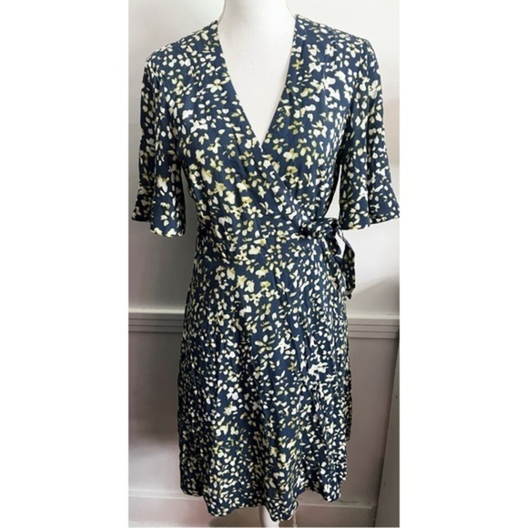 Moussy • Green Blue White Patterned Wrap Dress - Picture 1 of 5